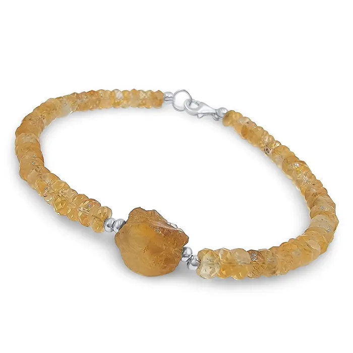 Uniquelan Jewelry Bracelets Raw Citrine Strand Bracelet
