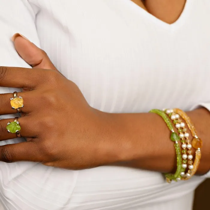 Uniquelan Jewelry Bracelets Raw Citrine Strand Bracelet