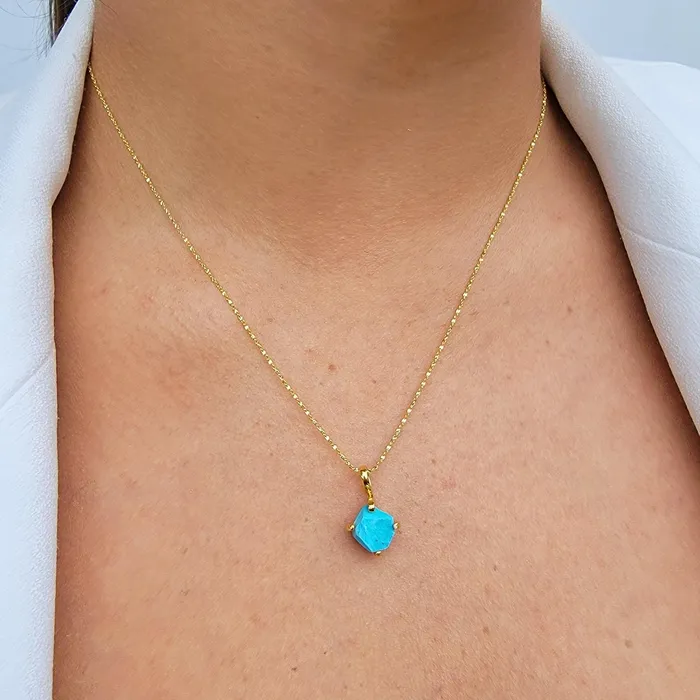 Uniquelan Jewelry Earrings Raw Turquoise Necklace and Stud Earrings Set Uniquelan Jewelry Earrings Raw Turquoise Necklace and Stud Earrings Set