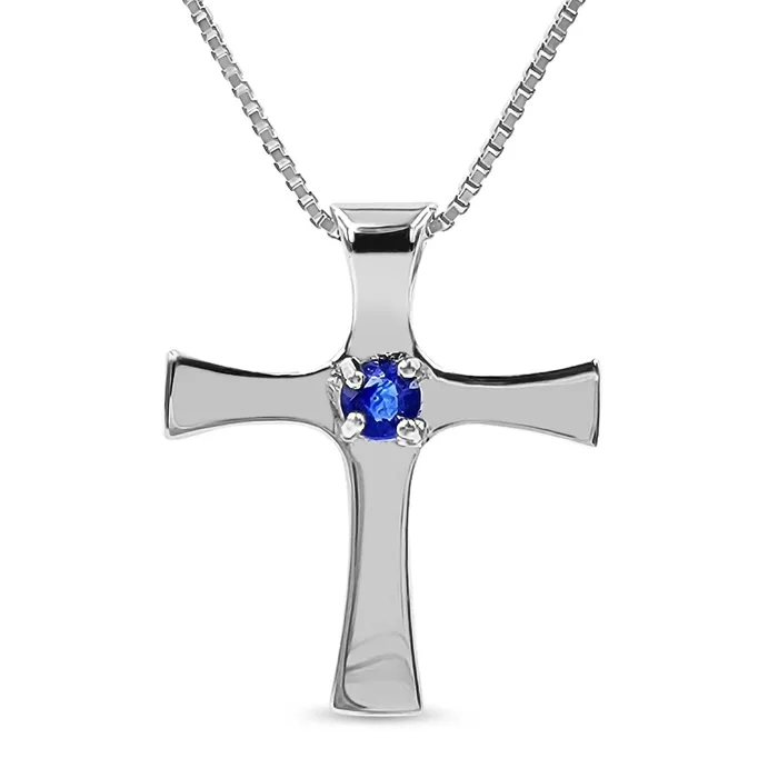 Uniquelan Jewelry Necklaces Blue Sapphire Cross Necklace Uniquelan Jewelry Necklaces Blue Sapphire Cross Necklace