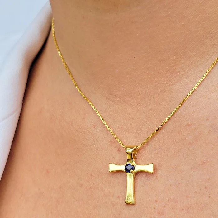 Uniquelan Jewelry Necklaces Blue Sapphire Cross Necklace Uniquelan Jewelry Necklaces Blue Sapphire Cross Necklace