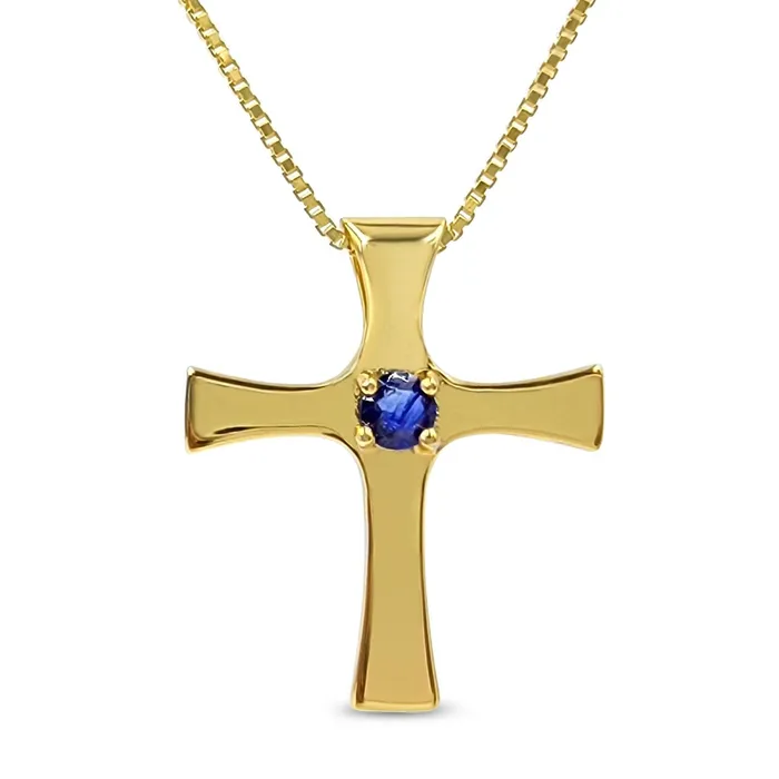 Uniquelan Jewelry Necklaces Blue Sapphire Cross Necklace Uniquelan Jewelry Necklaces Blue Sapphire Cross Necklace