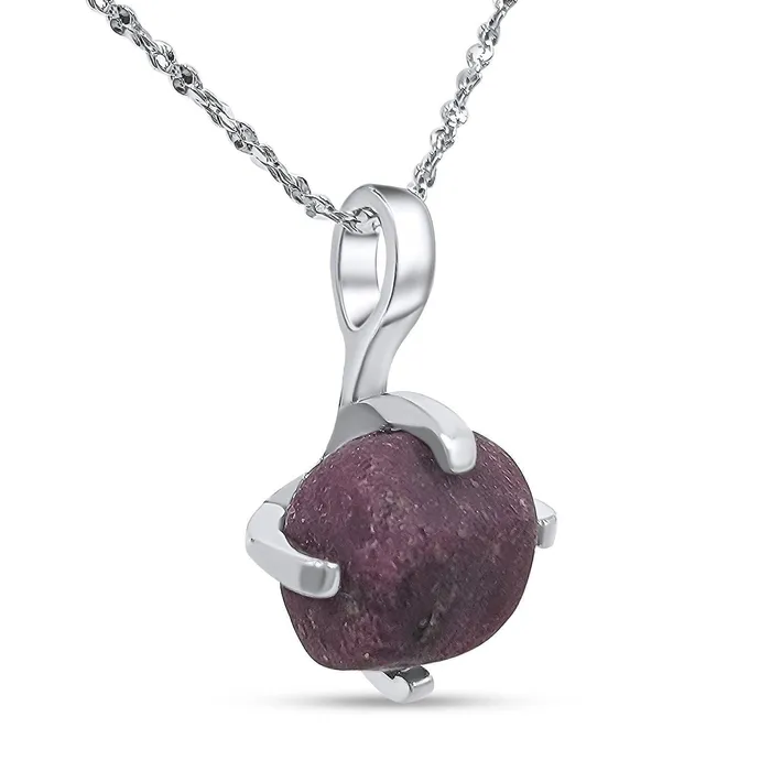 Uniquelan Jewelry Necklaces Genuine Raw Ruby Pendant Necklace