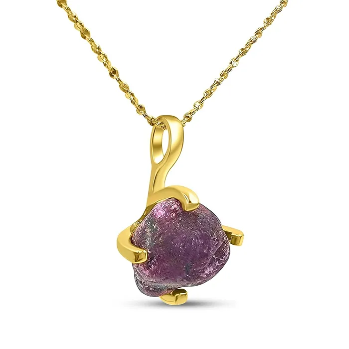 Uniquelan Jewelry Necklaces Genuine Raw Ruby Pendant Necklace