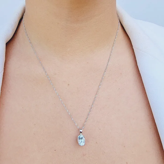 Uniquelan Jewelry Necklaces Natural Aquamarine Heart Necklace