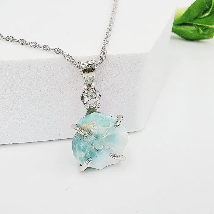 Uniquelan Jewelry Necklaces Raw Larimar Pendant Necklace Uniquelan Jewelry Necklaces Raw Larimar Pendant Necklace