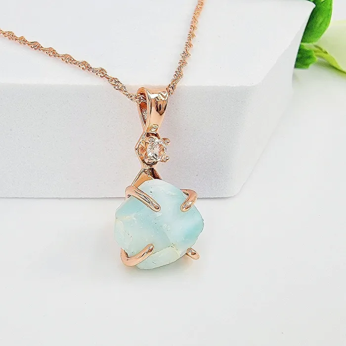 Uniquelan Jewelry Necklaces Raw Larimar Pendant Necklace Uniquelan Jewelry Necklaces Raw Larimar Pendant Necklace