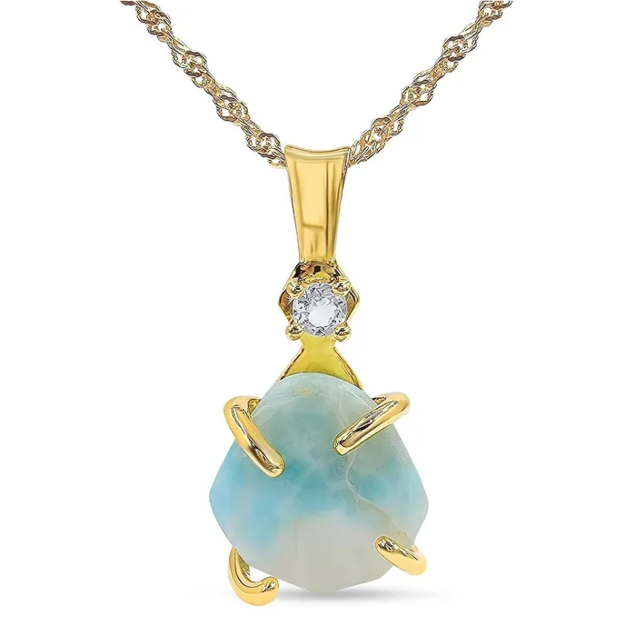 Uniquelan Jewelry Necklaces Raw Larimar Pendant Necklace Uniquelan Jewelry Necklaces Raw Larimar Pendant Necklace