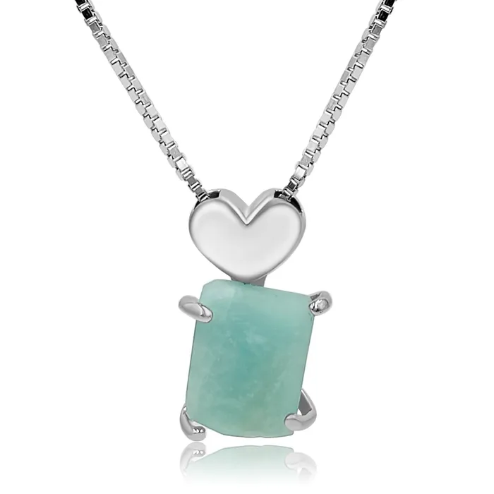 Uniquelan Jewelry Necklaces Real Raw Large Amazonite Necklace