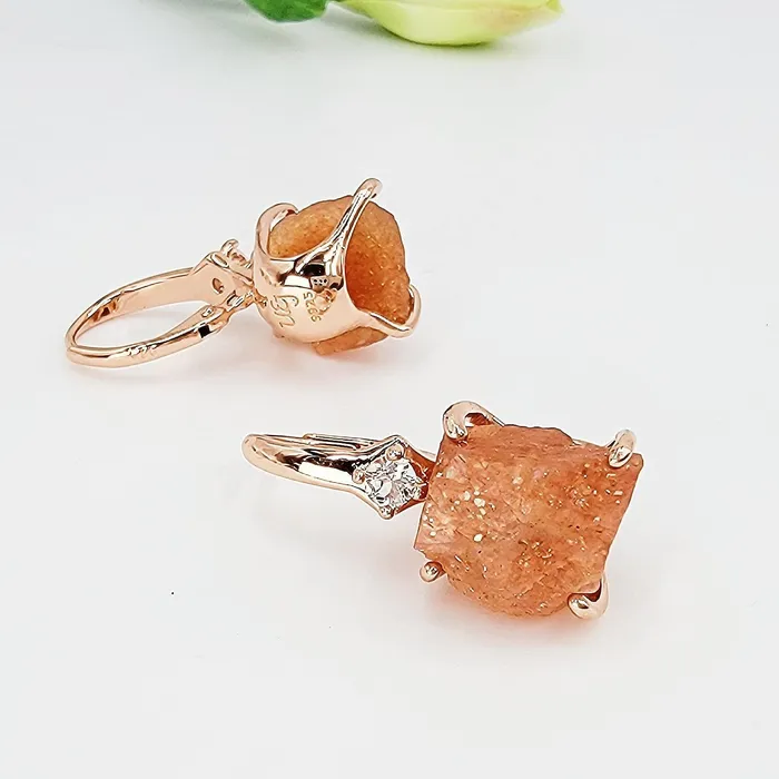 Uniquelan Jewelry Raw Sunstone Drop Earrings Earrings Uniquelan Jewelry Raw Sunstone Drop Earrings Earrings