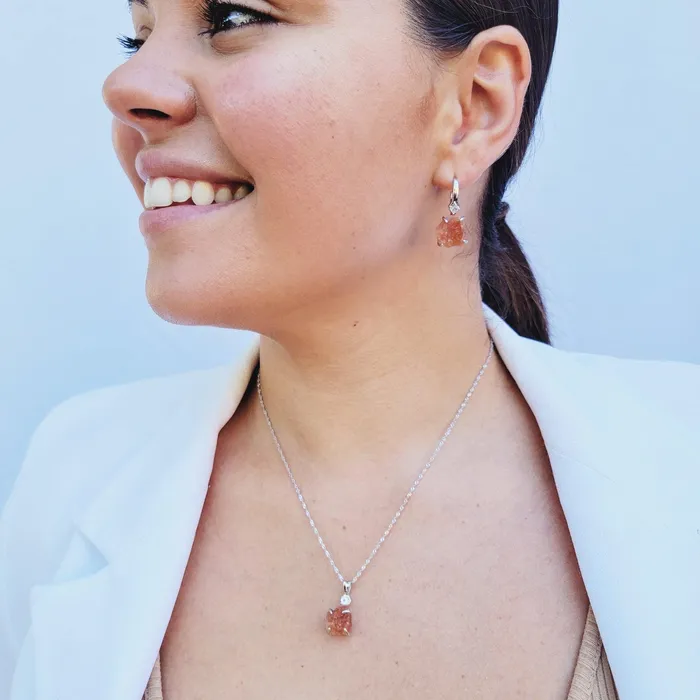 Uniquelan Jewelry Raw Sunstone Drop Earrings Earrings Uniquelan Jewelry Raw Sunstone Drop Earrings Earrings