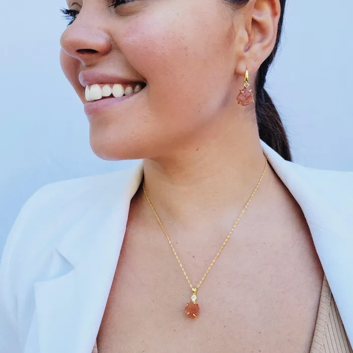 Uniquelan Jewelry Raw Sunstone Drop Earrings Earrings Uniquelan Jewelry Raw Sunstone Drop Earrings Earrings