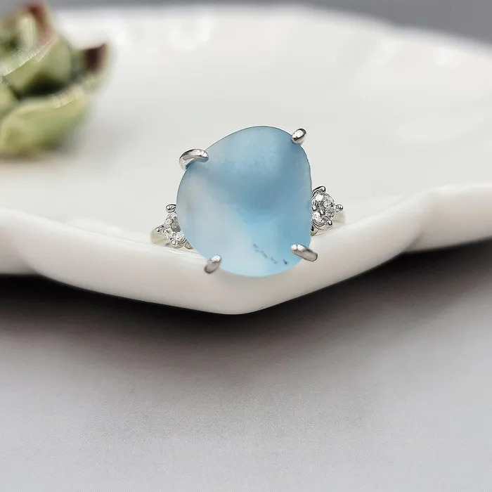 Uniquelan Jewelry Rings Raw Swiss Blue Topaz Ring Uniquelan Jewelry Rings Raw Swiss Blue Topaz Ring