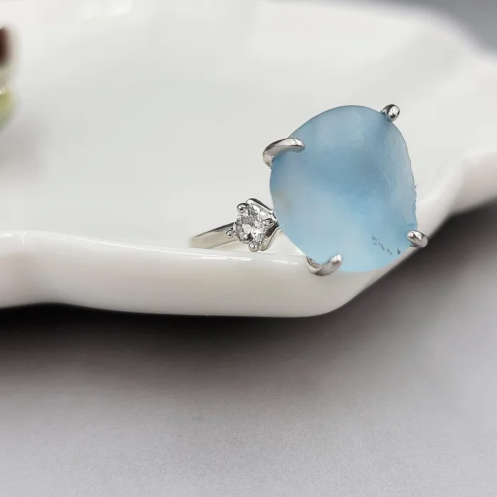 Uniquelan Jewelry Rings Raw Swiss Blue Topaz Ring Uniquelan Jewelry Rings Raw Swiss Blue Topaz Ring