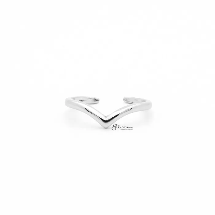 V Shape Toe Ring Silver Glitters Rings