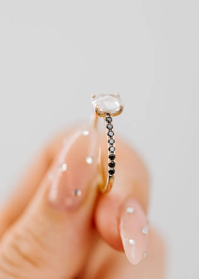 Venvs New Theme Rings The Jett Ring 104ct Oval Salt Pepper Diamond Yellow Gold