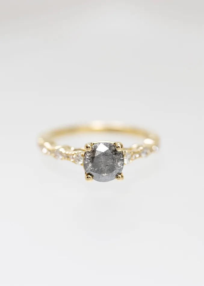Venvs New Theme Rings The Saturn Ring 116ct Round Salt Pepper Yellow Gold Venvs New Theme Rings The Saturn Ring 116ct Round Salt Pepper Yellow Gold