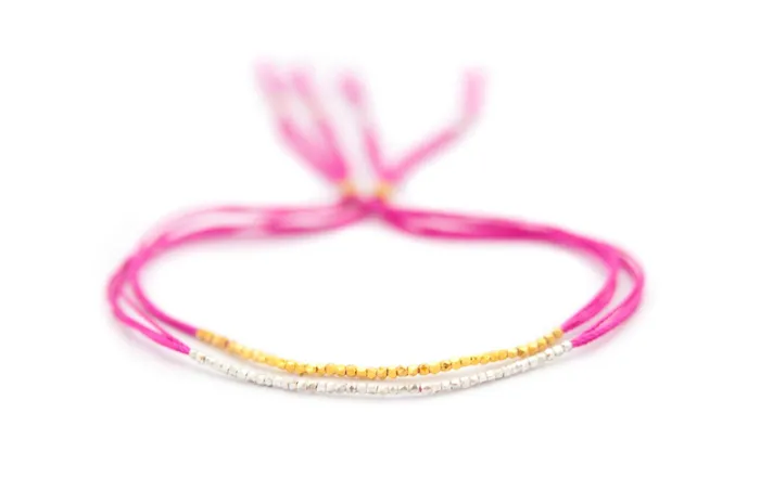 Vivien Frank Bracelets Hot Pink Silk Friendship Bracelet