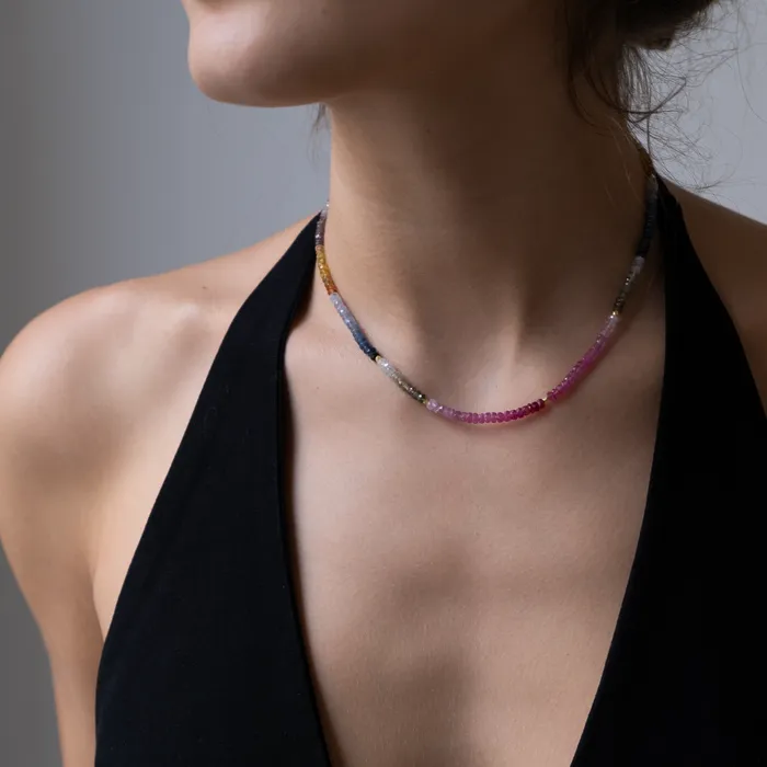 Vivien Frank Designs 14k Gold Sapphire multi color Necklace Necklaces