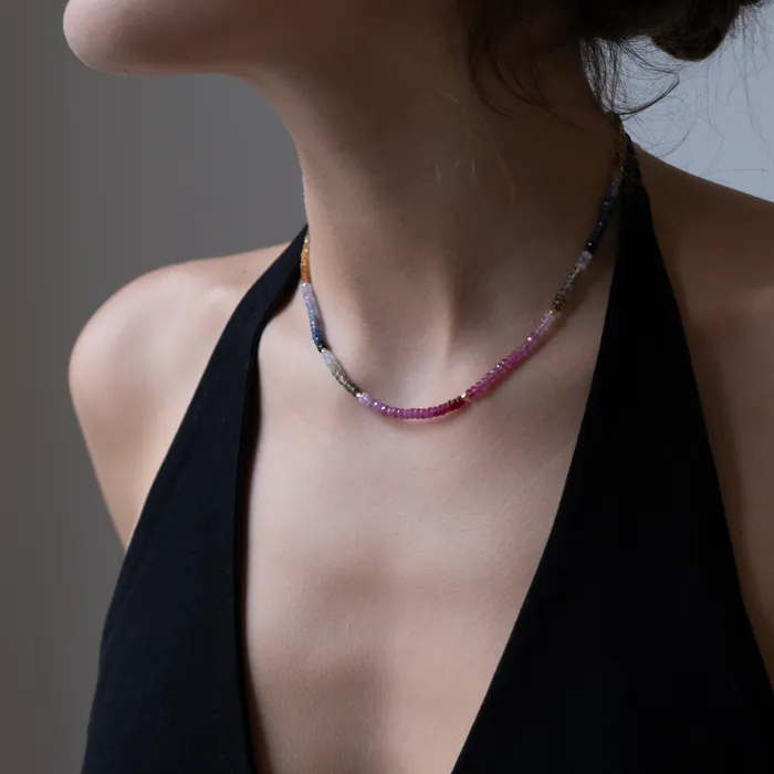Vivien Frank Designs 14k Gold Sapphire multi color Necklace Necklaces