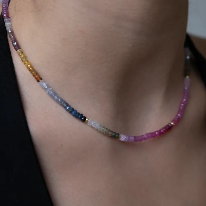 Vivien Frank Designs 14k Gold Sapphire multi color Necklace Necklaces