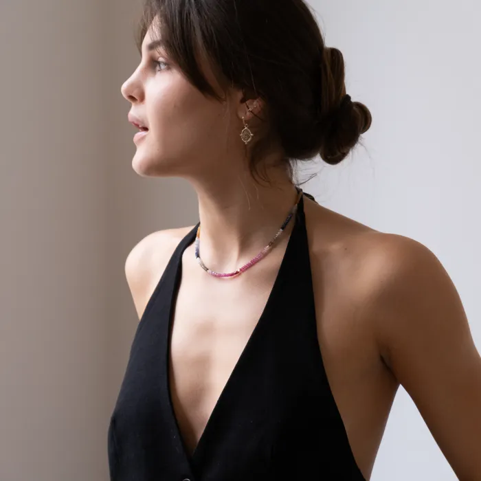Vivien Frank Designs 14k Gold Sapphire multi color Necklace Necklaces