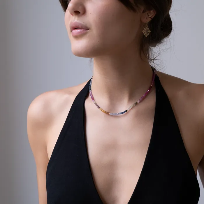 Vivien Frank Designs 14k Gold Sapphire multi color Necklace Necklaces