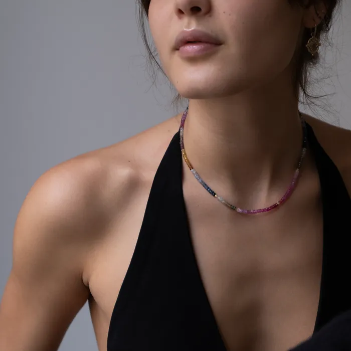 Vivien Frank Designs 14k Gold Sapphire multi color Necklace Necklaces