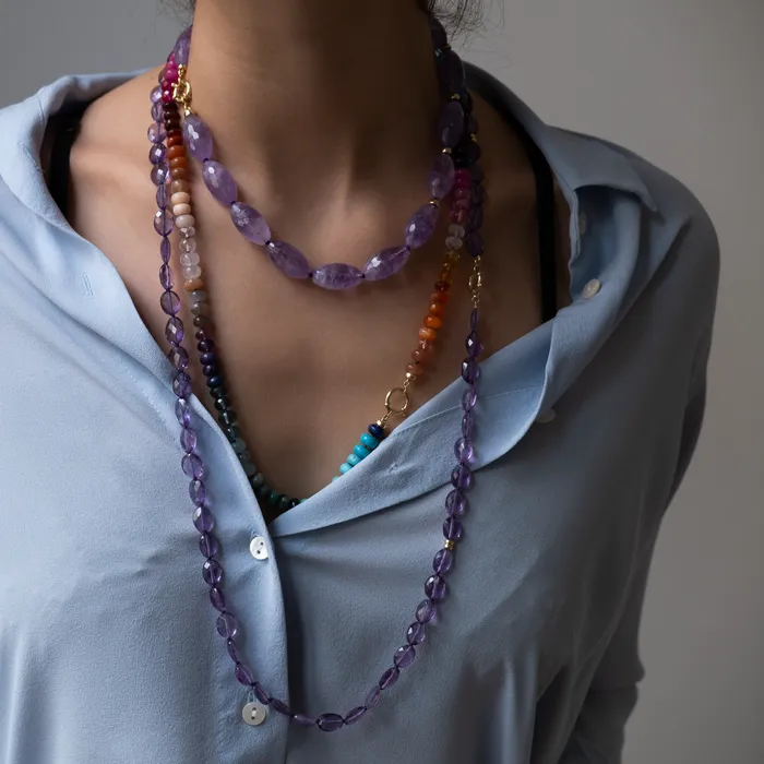 Vivien Frank Designs Necklaces Knotted Rainbow necklace 14k gold