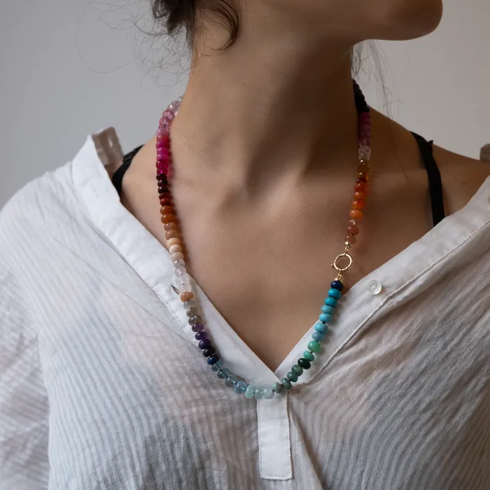 Vivien Frank Designs Necklaces Knotted Rainbow necklace 14k gold