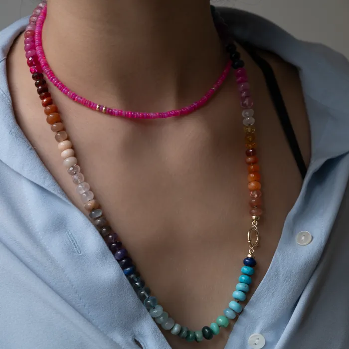 Vivien Frank Designs Necklaces Knotted Rainbow necklace 14k gold
