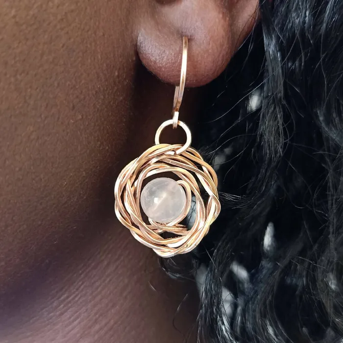 Xara Gems Earrings Kiota rose quartz earrings